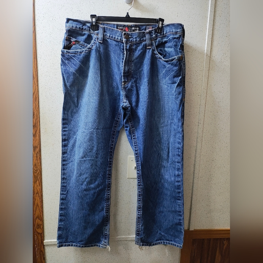 Ariat FR M4 Denim Jeans Flame Resistant Relaxed Boot Cut 38x30 CAT2 Clean *Flaw